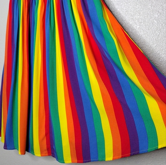 NWT Torrid Women's Rainbow Challis Smocked Tiered Mini Dress Sz 0 - Picture 10 of 16